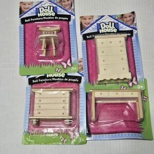 4 Piece Dollhouse Cabinet Wooden Dollhouse Furniture Miniature